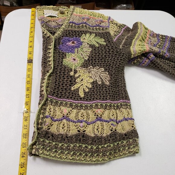 Vintage Sigrid Sport Women Y2K Fairy Crochet Cardigan Size L Phoebe Floral Artsy - Picture 8 of 10